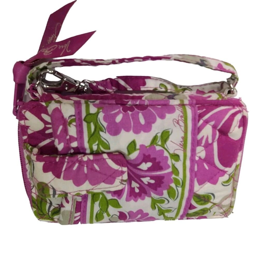 Vera Bradley Julep Tulip Pink Green White Carry Wristlet Quilted Floral Wallett
